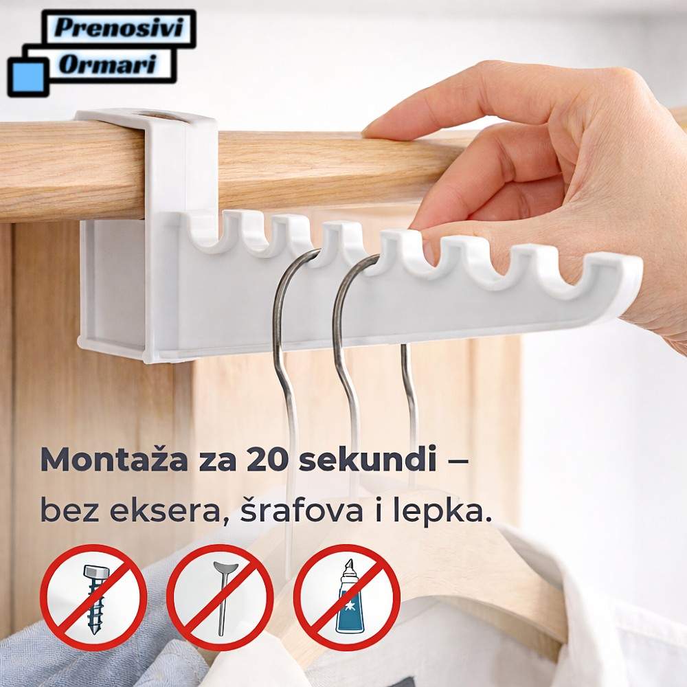 Organizator za garderobu – držač za kačenje vešalica - Slika 2